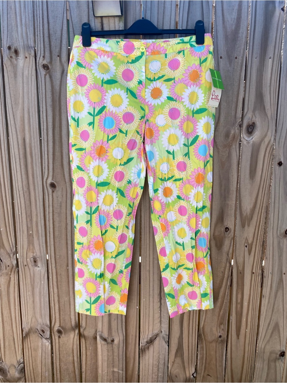 Lilly Pulitzer Yellow Floral Capri Pants Fireworks Sunflower Daisy Pastel New